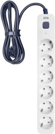 Сетевой фильтр POWERCOM SP-06W 1.8М, 1.8м, белый/серый