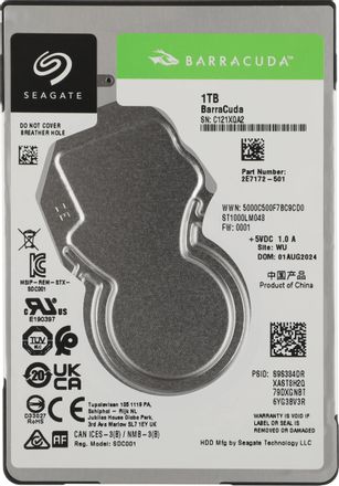 Жесткий диск Seagate Barracuda ST1000LM048, 1ТБ, HDD, SATA III, 2.5", 5400об/мин