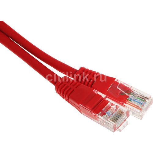 Патч-корд EXEGATE UTP-RJ45-RJ45-5e-0,5M-LSZH-RD UTP, кат.5E, 0.5м, 4 пары, алюминий омедненный, многожильный, красный