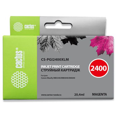 Картридж Cactus CS-PGI2400XLM, PGI-2400XLM, пурпурный пигментный / CS-PGI2400XLM