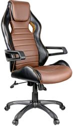 Изображение товара Кресло игровое HELMI Drift, экокожа, до 120кг, топ-ган люкс, черный/коричневый/оранжевый