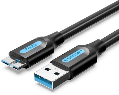 Кабель USB3.0 VENTION COPBG,  USB 3.0 A(m) (прямой) -  micro USB 3.0 B (m) (прямой),  круглое,  1.5м,  черный
