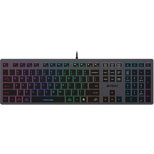 Клавиатура A4TECH Fstyler FX60H, проводная, USB, ножничная, серый [fx60h grey/neon]