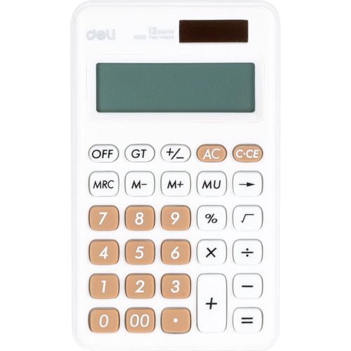 Калькулятор Deli EM120WHITE, 12-разрядный, белый