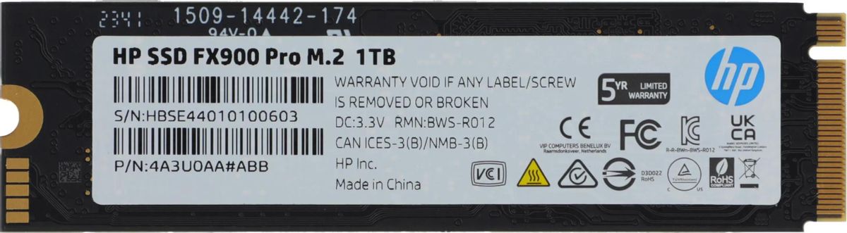 SSD накопитель HP FX900 Pro 1ТБ, M.2 2280, PCIe 4.0 x4, NVMe, M.2