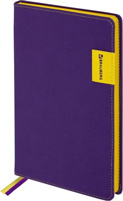 Ежедневник BRAUBERG AIM недатированный,  A5,  136лист.,  белые страницы,  фиолетовый/ желтый