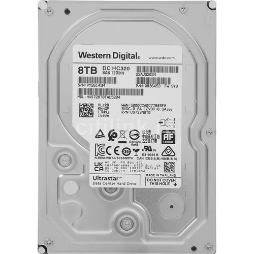 8ТБ Жесткий диск WD Ultrastar DC HC320 HUS728T8TAL5204, SAS 3.0, 3.5", 7200об/мин [0b36453]