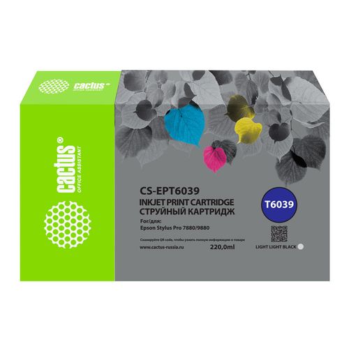 Картридж Cactus CS-EPT6039, T6039, светло-серый пигментный / CS-EPT6039