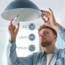 Умная лампа GAUSS Smart Home E27 RGB 10Вт 1055lm Wi-Fi (1шт)