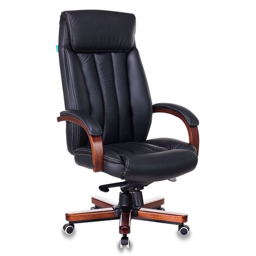 Кресло руководителя Бюрократ T-9922Walnut, кожа, до 200кг, черный