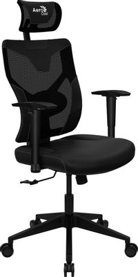 Кресло игровое Aerocool Guardian, на колесиках, искусственная кожа/сетка, черный [guardian smoky black]