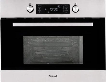 Духовой шкаф электрический WEISSGAUFF OE 449 PDX, 44л, дверца с 3 стеклами, нержавеющая сталь/черный