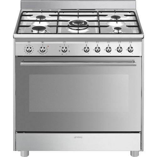 Газовая плита SMEG SX91GM, электрическая духовка, без крышки, сталь, серебристый — цена и наличие Газовая плита SMEG SX91GM, электрическая духовка, без крышки, сталь, серебристый