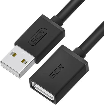 Кабель-удлинитель GREENCONNECT GCR-UEC6M-BB2S,  USB A (m) (прямой) -  USB A(f) (прямой),  круглое,  0.2м,  пакет,  черный [gcr-uec6m-bb2s-0.5m]