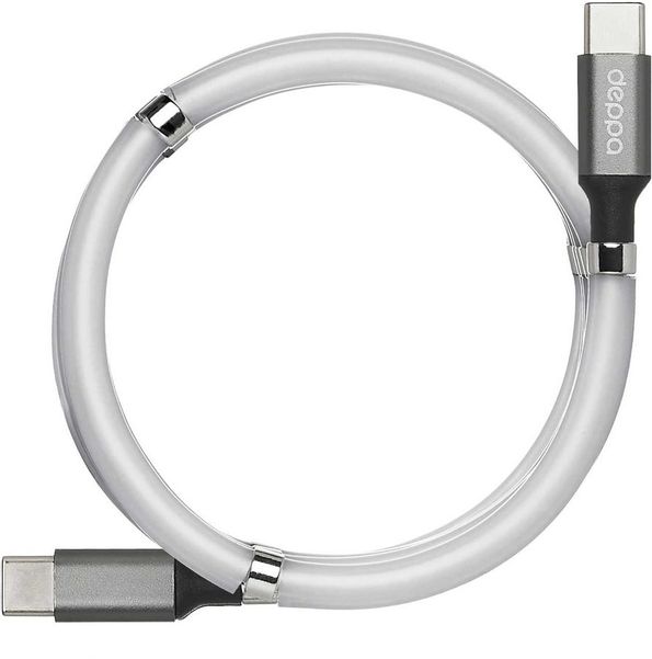 Кабель Deppa Magnetic_100 W,  USB Type-C (m) -  USB Type-C (m),  1.5м,  5A,  серый [72321]