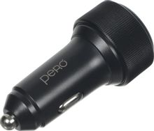 Изображение товара Автомобильное зарядное устройство PERO AС07BL 66 Вт USB-A USB-C черное для мобильных
