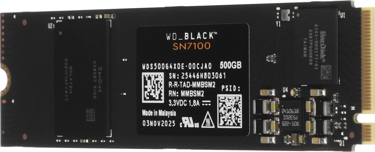 500ГБ SSD накопитель WD Black SN7100 M.2 2280, PCIe 4.0 x4, NVMe
