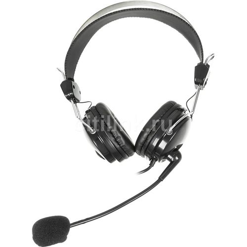 Гарнитура A4TECH HS-7P, для компьютера, накладные, проводные, черный
