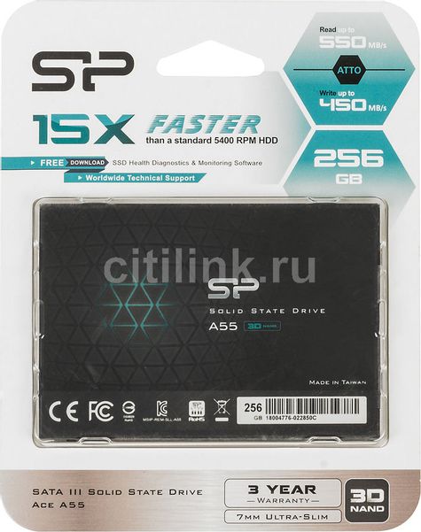 SSD накопитель Silicon Power Ace A55 SP256GBSS3A55S25 256ГБ, 2.5", SATA III,  SATA