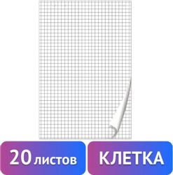 Блок бумаги BRAUBERG 128645 для флипчартов 67.5х98см клетка 20л
