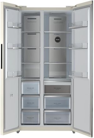 Холодильник двухкамерный TESLER RSD-537Bi Side by Side, инверторный, бежевый мрамор