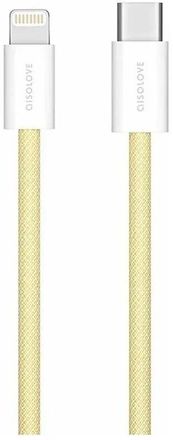Кабель SOLOVE Solove DW6 2M,  Lightning (m) -  USB Type-C (m),  2м,  MFI,  3A,  желтый [dw6 2m yellow rus]