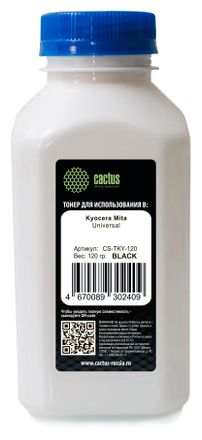 Тонер Cactus CS-TKY-120,  для Kyocera Universal TK-160/1100/1130/1150/1200/1110/1120,  черный, 120грамм, флакон