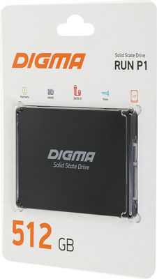 SSD накопитель Digma Run P1 DGSR2512GP13T 512ГБ, 2.5", SATA III,  SATA,  rtl