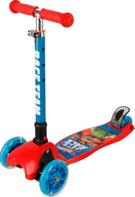 Самокат 1Toy Hot Wheels, детский, 3-колесный, 120мм, 80мм, красный/синий [т14761]