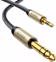 Изображение товара Кабель UGREEN AV127 3 м Jack 3.5 и Jack 6.35 феррит фильтр серебристый