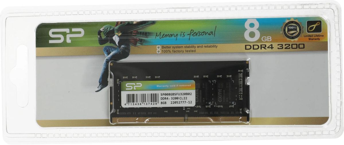Оперативная память Silicon Power SP008GBSFU320B02 DDR4 - 8ГБ 3200МГц, для  ноутбуков (SO-DIMM), Ret – купить в Ситилинк | 1840496