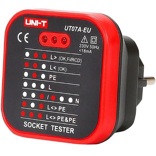 Тестер розеток UNI-T UT07A-EU черный, красный