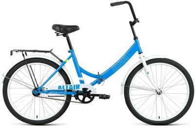 Велосипед ALTAIR City 24 (2021), городской (взрослый), складной, рама 16", колеса 24", голубой/белый, 15.13кг [rbkt1yf41004]