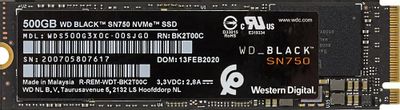 SSD накопитель WD Black WDS500G3X0C 500ГБ, M.2 2280, PCIe x4,  NVMe