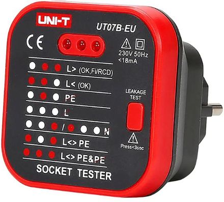 Тестер розеток UNI-T UT07B-EU черный, красный