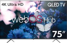 75" Телевизор BQ 75FSU02B, QLED, 4K Ultra HD, черный, СМАРТ ТВ, WebOS Hub