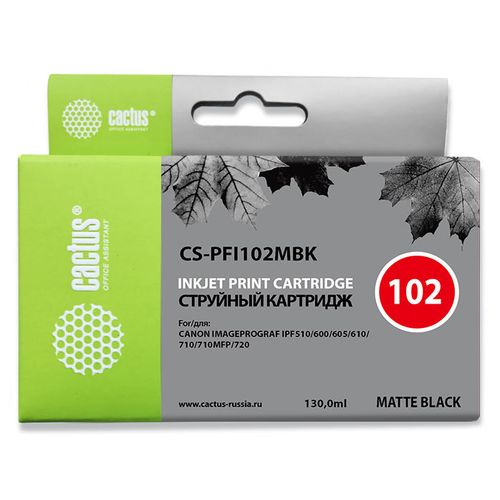 Картридж Cactus CS-PFI102MBK, PFI-102 MBK, черный матовый / CS-PFI102MBK