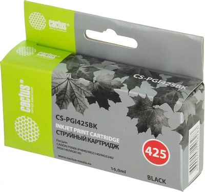 Характеристики Картридж Cactus CS-PGI425BK, PGI-425BK, черный ...