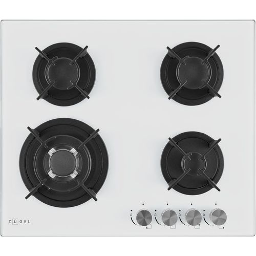 Газовая варочная панель ZUGEL ZGH603W, 4 конфорки, закаленное стекло, белый