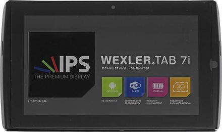 7" Планшет Wexler 7i 1/8 GB A8 Wi-Fi, 1024 x 600, Android 4.0, черный
