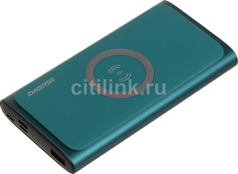 Внешний аккумулятор (Power Bank) Digma DGPQ10G, 10000мAч, зеленый [dgpq10g22cgn]