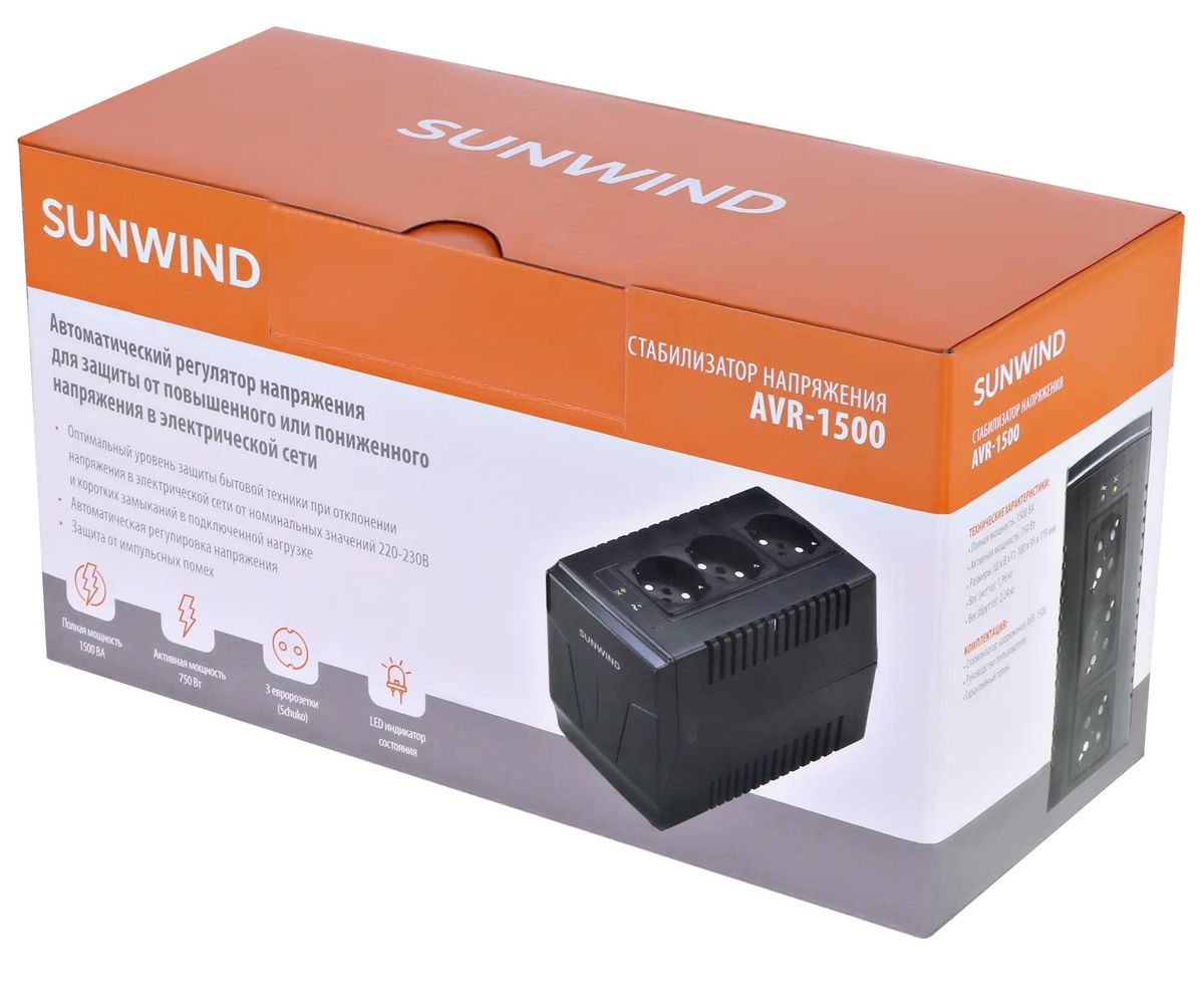 Стабилизатор напряжения SunWind AVR-1500 черный – купить в Ситилинк |  1393923