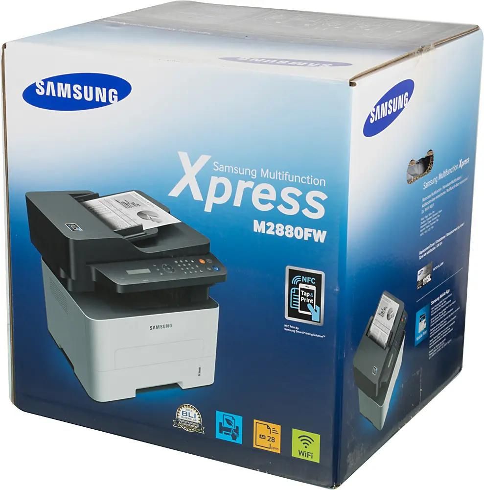 МФУ лазерный Samsung Xpress SL-M2880FW черно-белая печать, A4, цвет белый  [sl-m2880fw/xev] – купить в Ситилинк | 274370