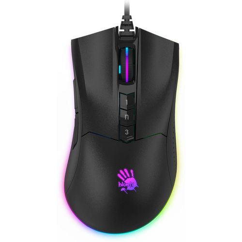 Мышь проводная A4TECH Bloody P90s, игровая, оптическая, USB, 8000dpi, черный [p90s stone black]