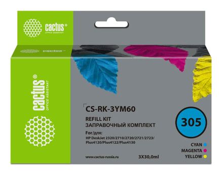 Заправочный набор Cactus CS-RK-3YM60 №305, для HP, 30мл, многоцветный