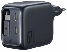 Изображение товара Сетевое зарядное устройство BASEUS EnerCore CJ11,  2xUSB-C, USB-C, 67Вт, 3A, черный