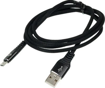 Кабель Digma micro USB (m) -  USB (m),  1.2м,  в оплетке,  2A,  черный [microusb-1.2m-braided-blk]