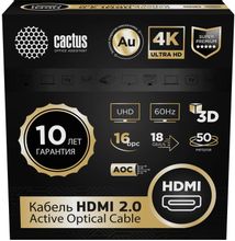 Изображение товара Кабель Cactus CS-HDMI-AOC-2-50, HDMI (m) - HDMI (m), 50м, BLACK