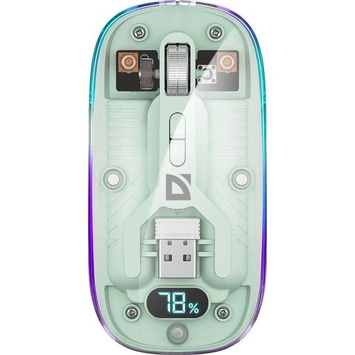 Мышь беспроводная Defender Ixes MM-999, Bluetooth/Радио, оптическая, USB, 5600dpi, прозрачный и зеленый [52991]