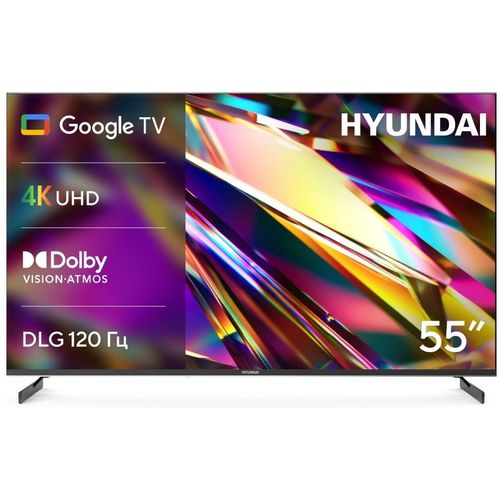 55" Телевизор Hyundai H-LED55BU7011 4K Ultra HD, СМАРТ ТВ, Google TV, черный